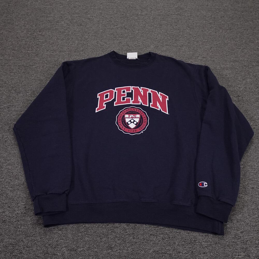 Penn Quakers Sweatshirt Mens Large Blue NCAA Champion College Crewneck